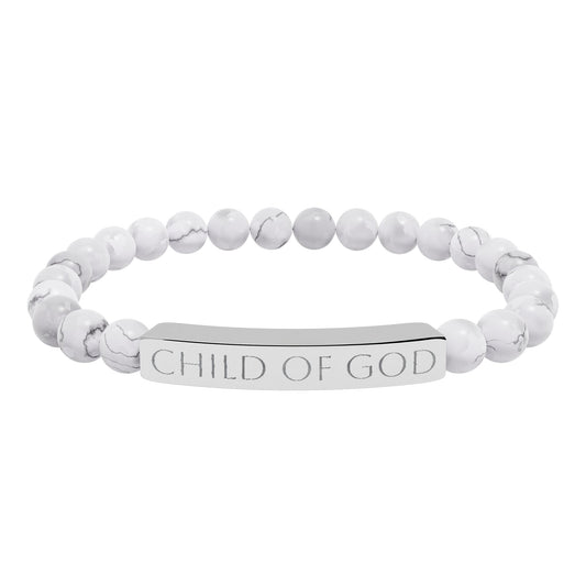 Natural Stone Stretch Bar Bracelet — Beaded Bracelet (Child of God)