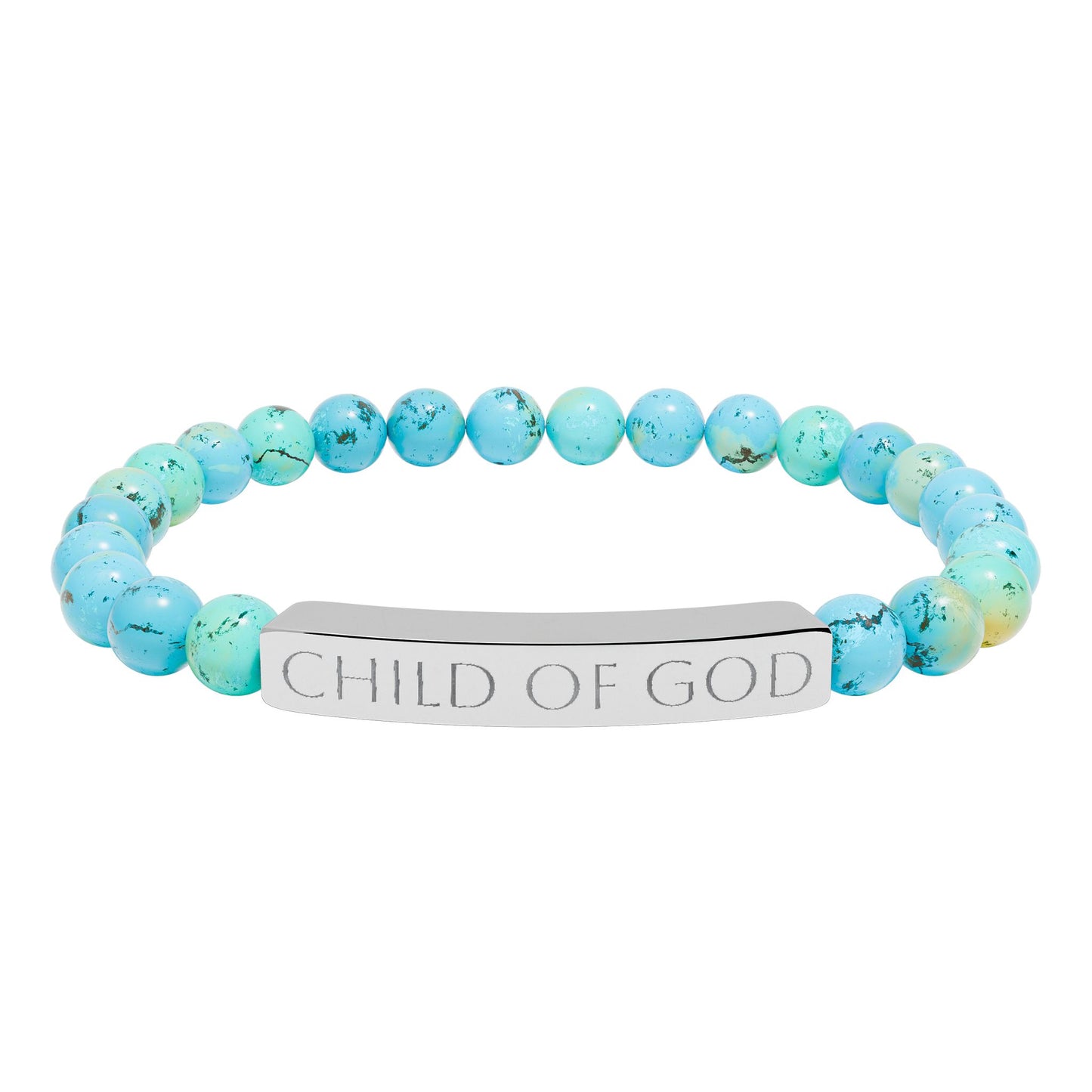 Natural Stone Stretch Bar Bracelet — Beaded Bracelet (Child of God)