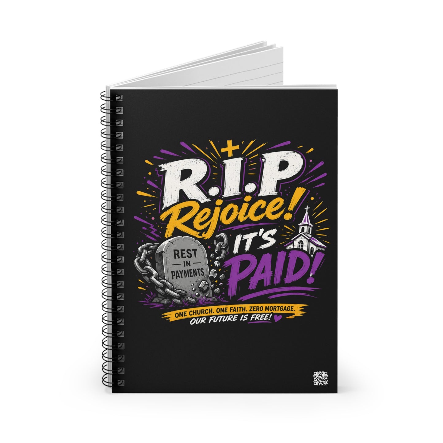 Notebook — "R.I.P. Rejoice! It's Paid" Christian Debt-Free Faith Journal