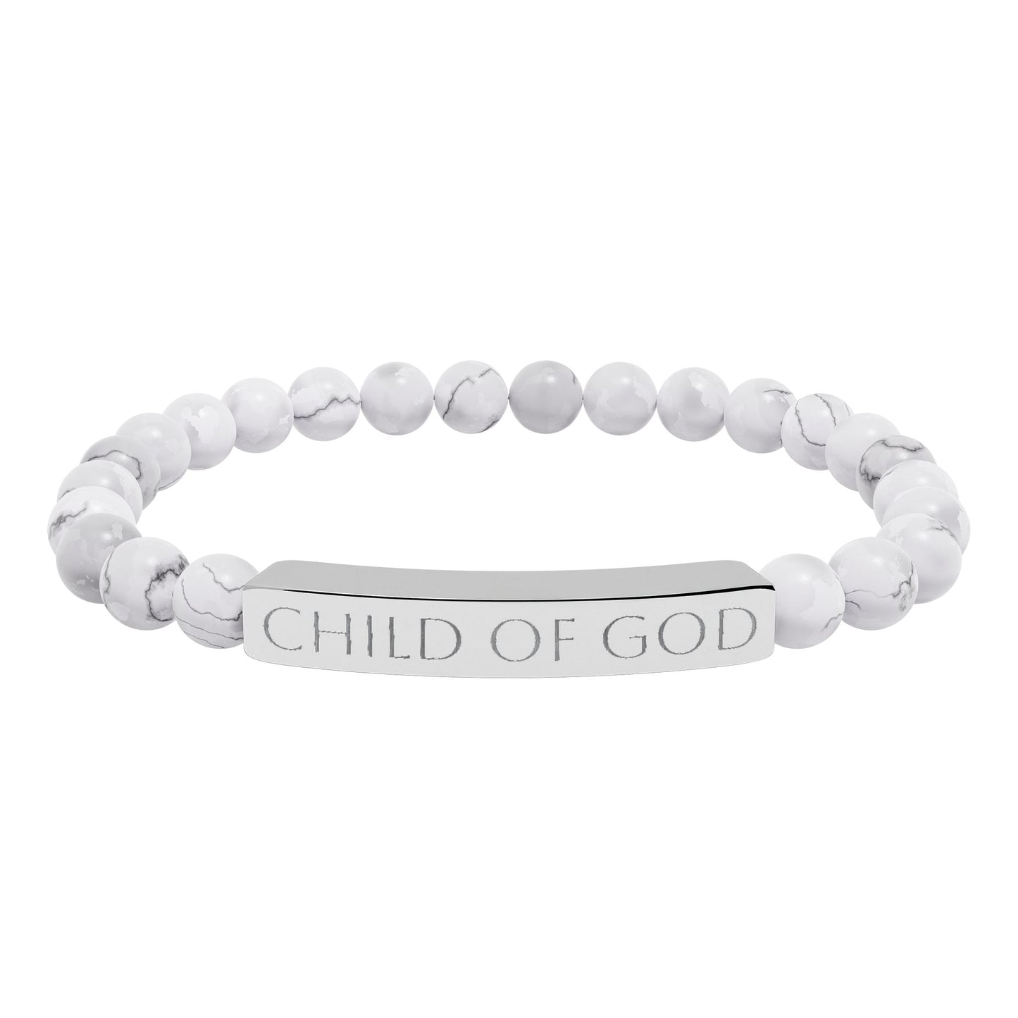 Natural Stone Stretch Bar Bracelet — Beaded Bracelet (Child of God)