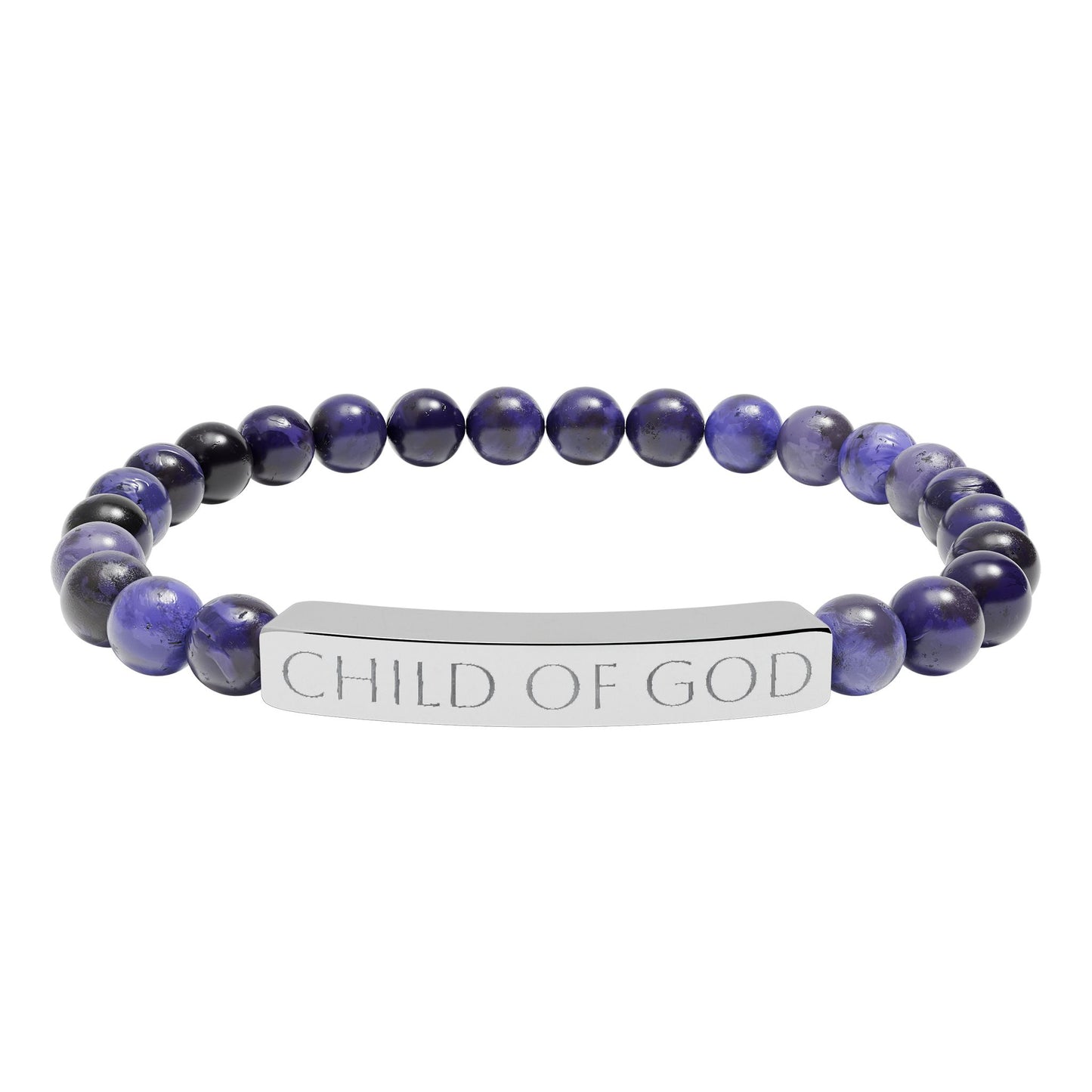Natural Stone Stretch Bar Bracelet — Beaded Bracelet (Child of God)