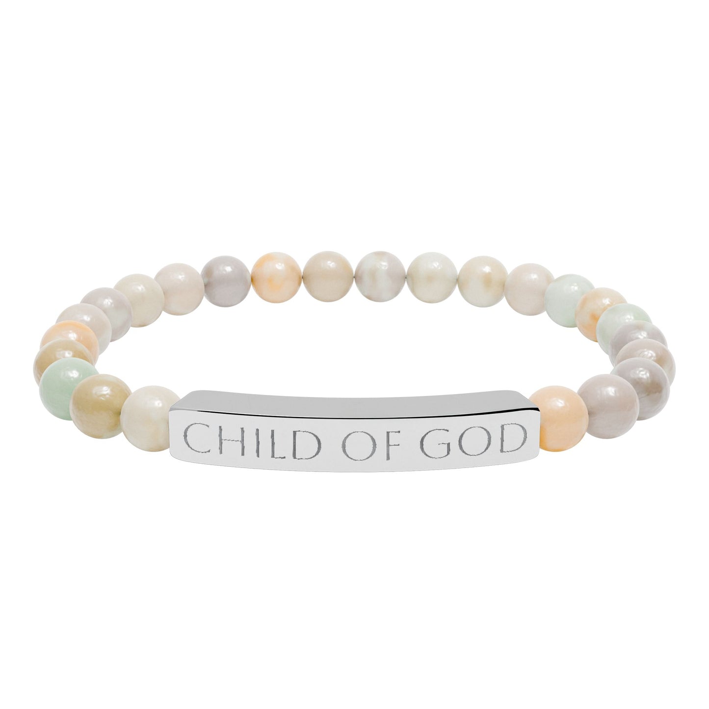 Natural Stone Stretch Bar Bracelet — Beaded Bracelet (Child of God)