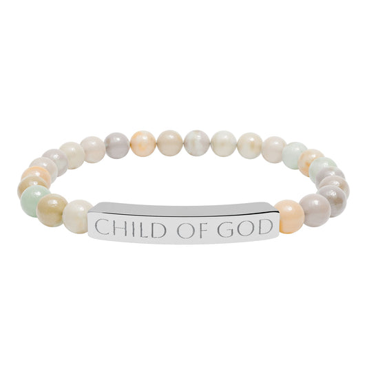 Natural Stone Stretch Bar Bracelet — Beaded Bracelet (Child of God)