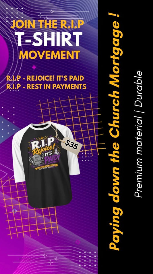 R.I.P Rejoice! It's Paid! T-shirt Rest in Payments Christian Finance Mortgage Fundraiser Tee