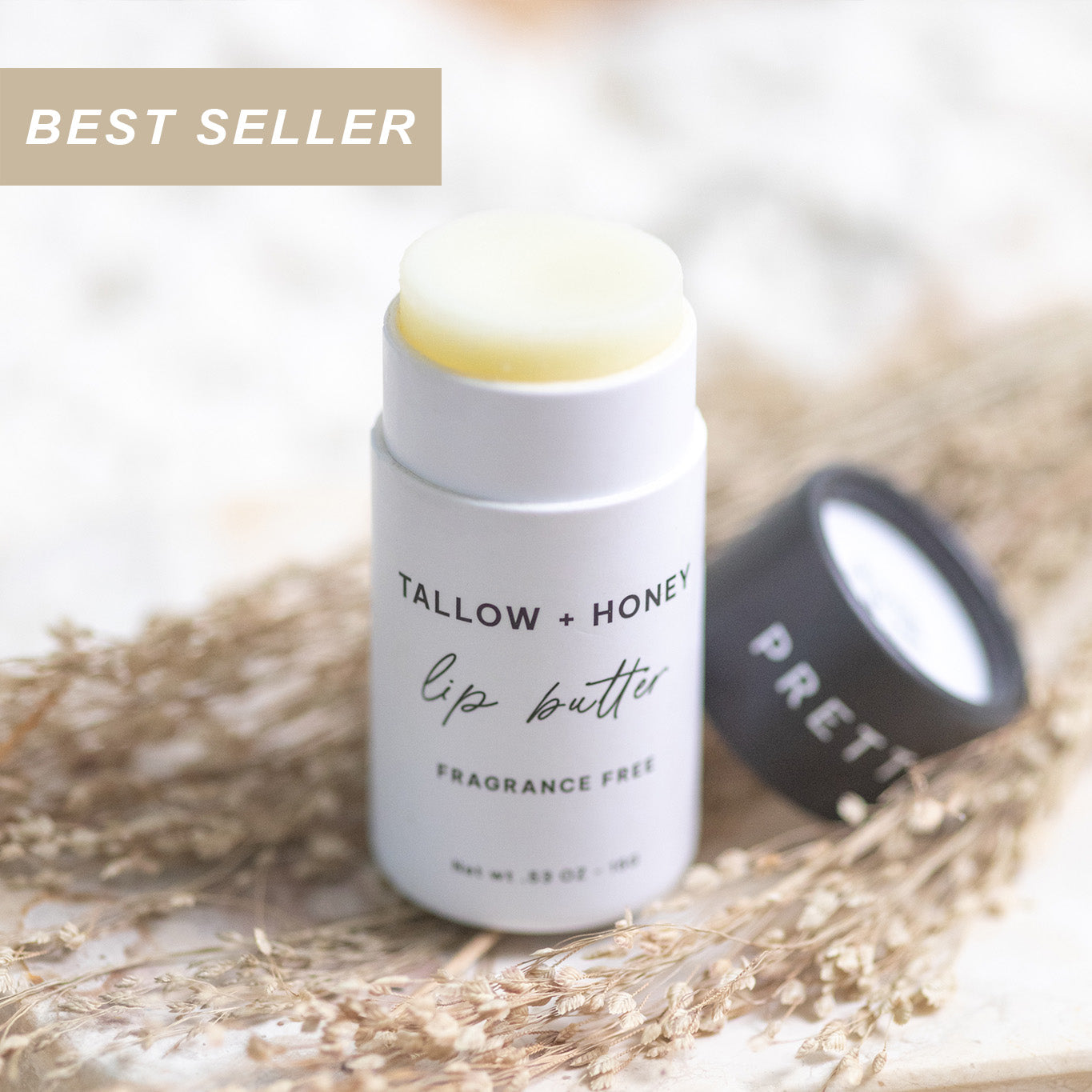Fragrance Free Tallow + Honey Lip Butter | Eco-Friendly Travel Tube Pretty Farm Girl